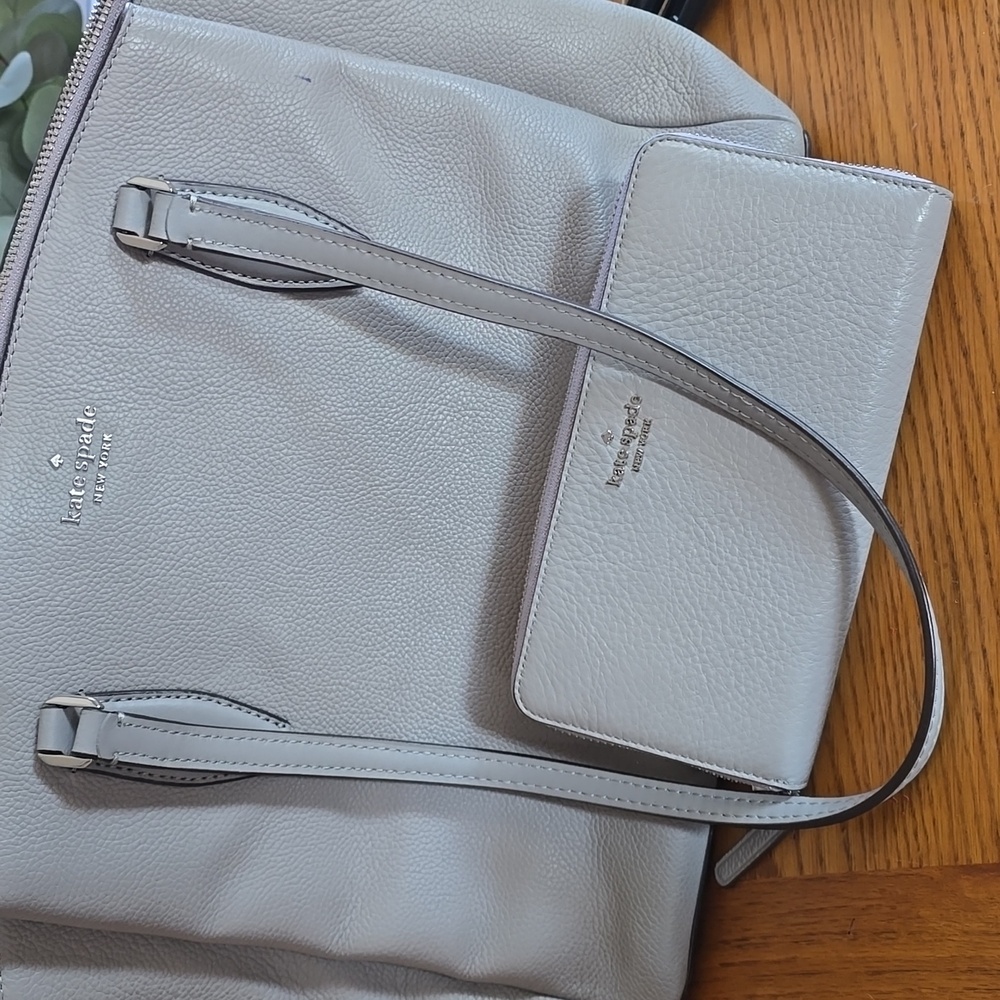 Kate Spade Gray Leather Tote Bag